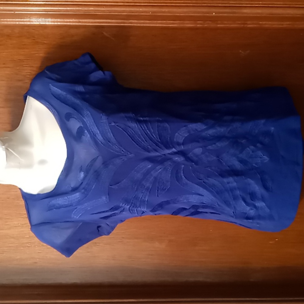 INC (International Concepts) Embroidered Blouse Blue M